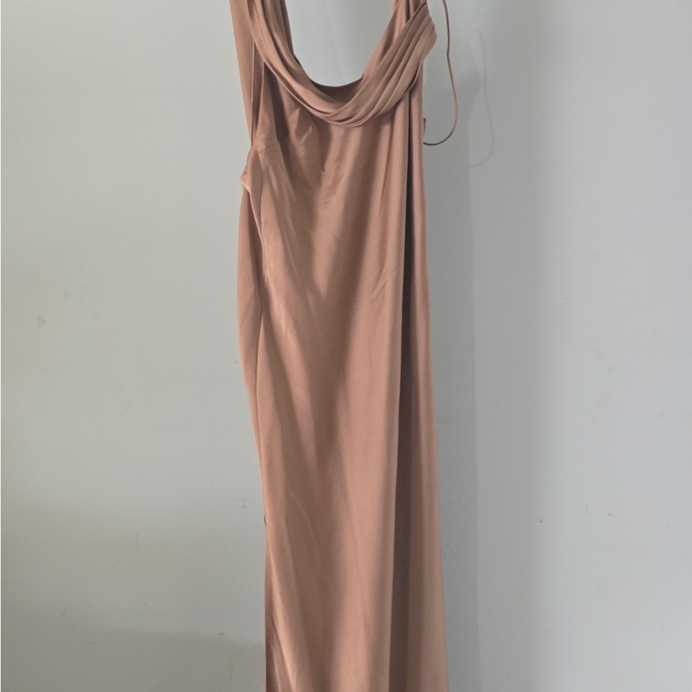 Fame and Partners Asymmetrical Dress in Tan size 14